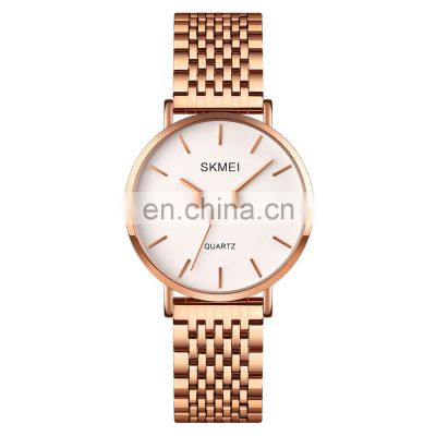 luxury brand Skmei Q027 316 stainless steel case quartz women watches ladies with magnet band