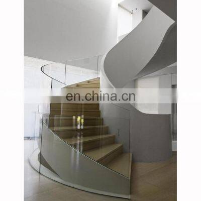 Modern Design steel plated and glass stair railings spiral stair wooden marble staircase