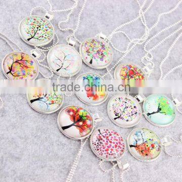 (tree) Time Gemstone Cabochon Charm Pendant Necklace photo-5