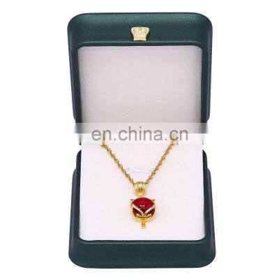 Multifunctional  High Quality  Pu Leather Green Color Ring Earrings Necklace Pendant Box