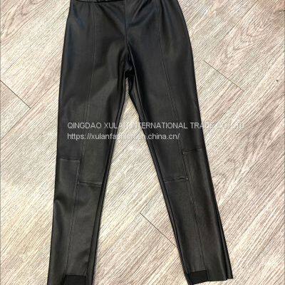 High Quality Ladies' Genuine Sheepskin Leather Leggings photo-4