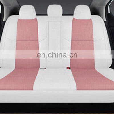 fast supplier stain resistant white pink Standard breathable real true genuine leather universal 9d 5d car seat cover kit