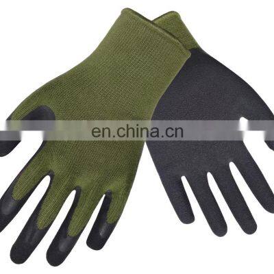 Green Bamboo Latex Coated Work Gloves Gardening