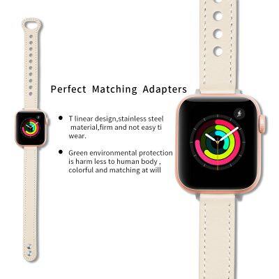 Luxury 14mm Slim Leather Watch Bands for Apple Watch Series 6 SE 5 4 3 2 1 Women Fashion Wrist Strap for IWatch photo-5