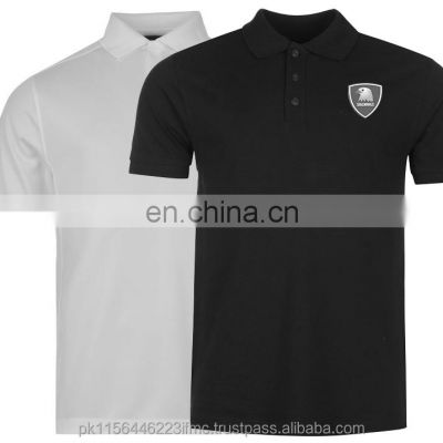 Black And white With Custom Embroider Logo Cotton Polo Shirt For Men Wholesale Prices