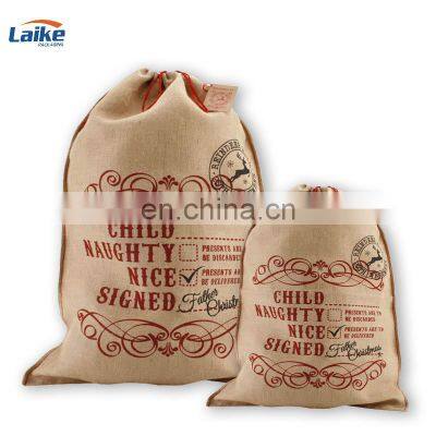 Customs Laminated Christmas Santa Sack Jute Gunny Sack Gift Burlap Santa Sack photo-3
