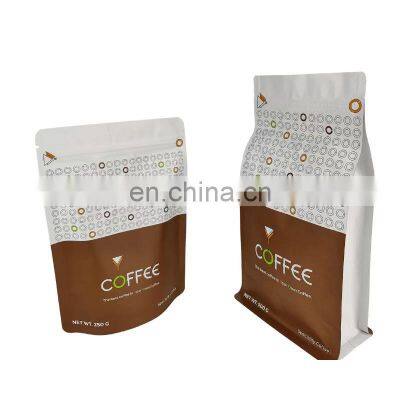Wholesale bright/Matte  printing square bottom 250g 500g 1kg coffee pouches zipper aluminum foil flat bottom bags with valve