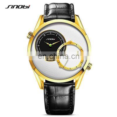 SINOBI Black Gold Man Wristwatch S9626G Gentleman Temperal Watch Casual Business Stylish OEM Male Watch