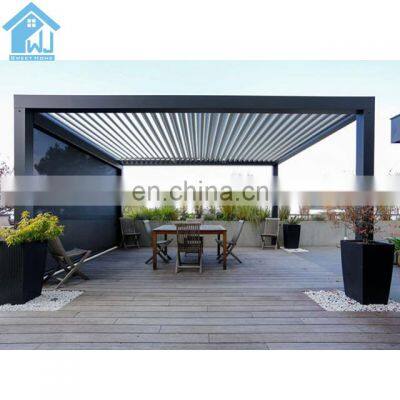 Powder Coated Metal Garden Pergola Roof Gazebo with Roller Side Screen