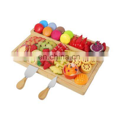 Eco Friendly Kitchen Removable Magnet Tray Food Serving Charcuterie Board Bamboo Cheese Board With Knife Set