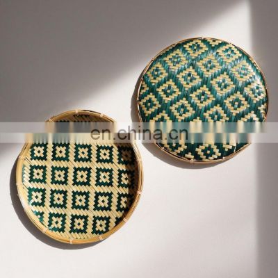 Hottest selling Woven Bamboo Wall Hanging Decor Set Wall basket decor serving tray Wholesale made in Vietnam