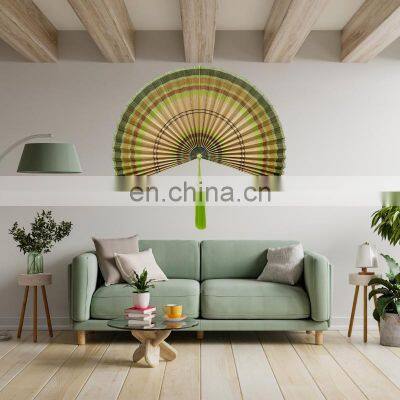 Hot Selling Green Hand Woven Bamboo Fan Wall Hanging With Tassels High Quality Cheap Wholesale Made in Vietnam