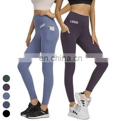 Ready To Ship New Women High Waist Fitness Wear Yoga Leggings With Side Pockets Custom Running Tight Gym Wear Pants