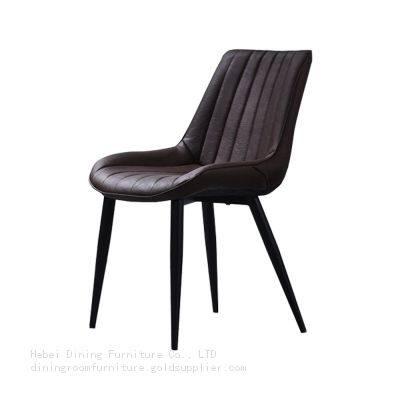 Leather Dining Chair Large Seat Cushion Black Wooden Legs DC-U08