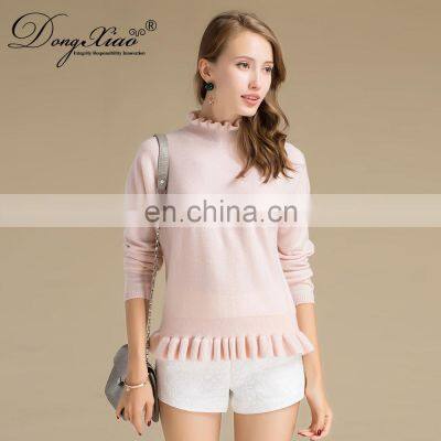 Custom Ruffled Collar Sweaters 100 % Cashmere Knitted Sweater Women photo-5