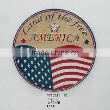 decorative round shape USA flag wall arts