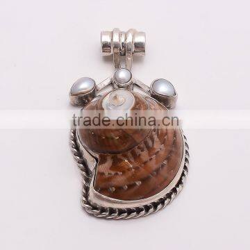 SHUNK AND PEARL PENDANT 925 Sterling Silver Pendant, SILVER JEWELRY EXPORTER,SILVER JEWELRY WHOLESALE,SILVER EXPORTER