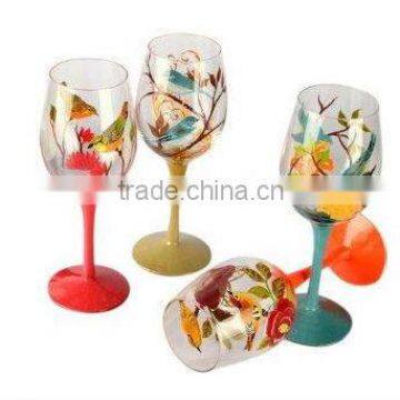 CE/EU/FDA/SGS/LFGB HIGH QUALITY BLUE WINE GLASS ,HAND PAINTED WINE GLASS WITH BLUE STEM