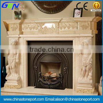 Wholesale Beige Marble Stone Fireplace For Indoor