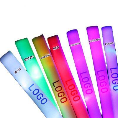 Factory Price Custom Party Supplies Multi-Color Flashing Foam LED Light up Foam Sticks Led Foam Glow Stick with 3 Modes
