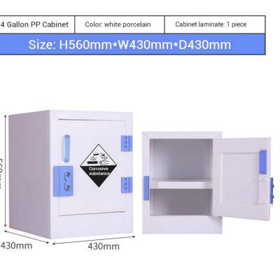 4 Gallon Laboratory PP Acid and Alkali Resistant Storage Cabinet with Adjustable Spill-Proof Shelf - OEM/ODM