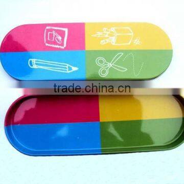 oval shape pencil tin box/ sewing kit tin box