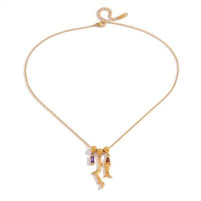 Gold Plated Stainless Steel Dolphin Pendant Necklace for Women Ocean Charm Necklace Waterproof Hypoallergenic Jewelry Wholesale photo-5