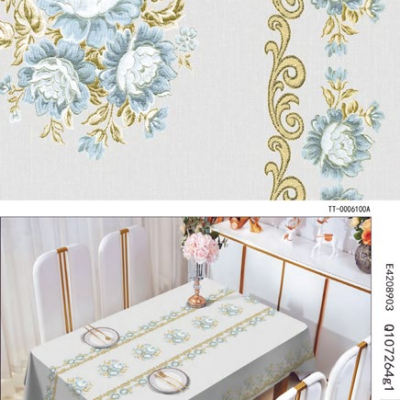 fannel back of flower  oil tablecloth waterproof, oil-proof, easy to clean, perfect for home dining tablecloth