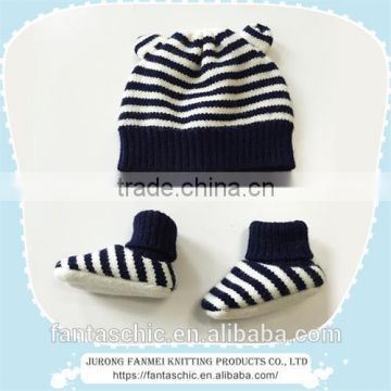 Winter Baby wool felt hat cute animal ears striped kintted boots