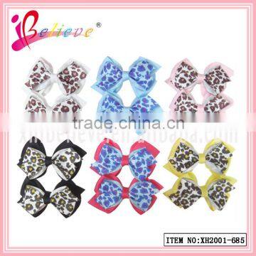 Chinese factory professional produce fabric hair accessories handmade animal ribbon bow hair clip (XH2001-685)