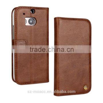 2014 Newest Genuine wallet leather case for htc one m8