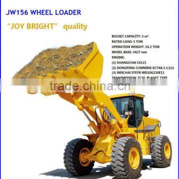 5ton wheel loader 4WD with CUMMINS ENGINE 215hp,joy stick,cabin with A/C,CE,CAT prove