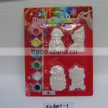 Newest most Popular ceramic DIY christmas items with 6 color painting 1 brush blister card