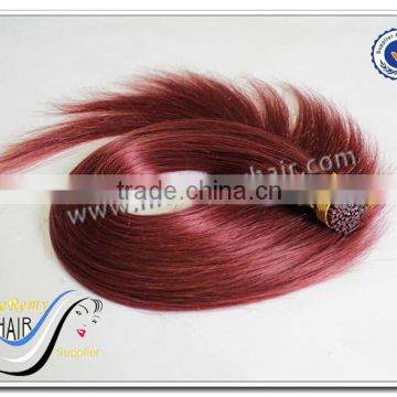 Wholesale high quality keratin 100% human hair I tip hair extensions