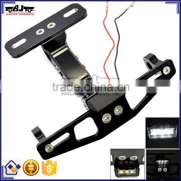 BJ-LPL-034 License Plate Frame Bracket with Light CNC Adjustable Universal Motorcycle License Plate Holder