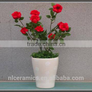 Garden Plant Pot, 4 Pcs Set, 4 Colors Set, 13.5cm Dia, Stoneware Glaze photo-2