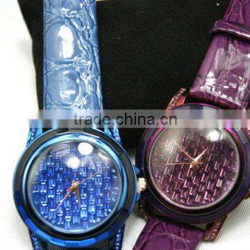 Water brick surface pu leather couple watches