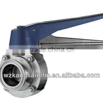 clamped sanitory butterfly valve with plastic multiposition handle