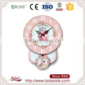 China Alibaba pink dot and sweet cup cake design canvas decorative wall clock