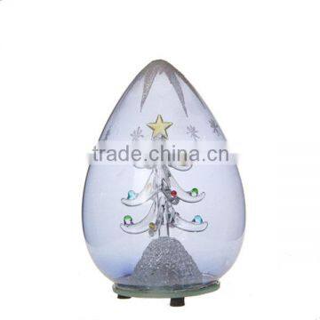 christmas glass ball with round mirror lighted base