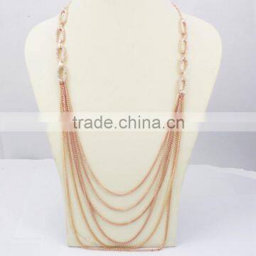 Charm Crystal Jewelry Multilayer Stainless Steel Chains Necklace