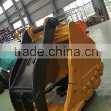 excavator rock bucket with hydarulic thumb