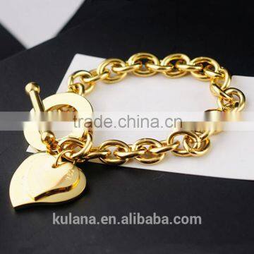 Wholesale stainless steel charm bracelets uk Love heart Bracelet with T clasp 9310