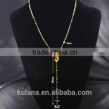 Stainless Steel Bead Jewelry Women's Cross Pendant Fashion Necklace 91820