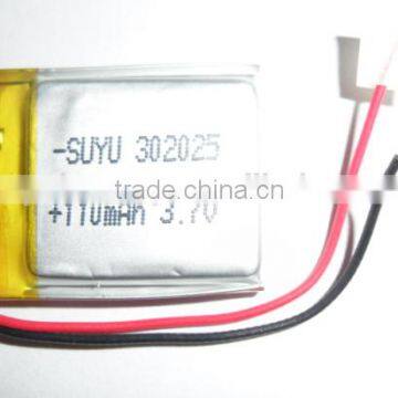 302025 110mah 3.7v li-ion polymer battery/li polymer battrey 053759,302025,351220,451220,501013,501240,502030,503048,521538