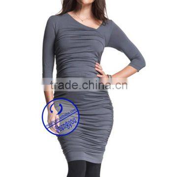 Custom Three Quarter Sleeve Plain Pregnant Women Maternity Dresses photo-2