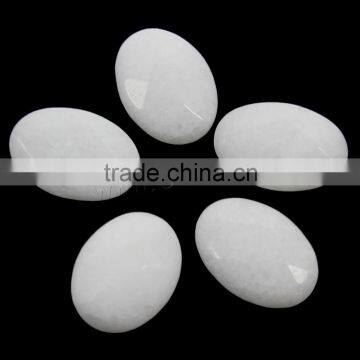 White Flat Oval Jade Gemstone Cabochon