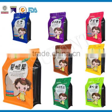 High quality eight-side sealed flat bottom foil inside pouch for snack