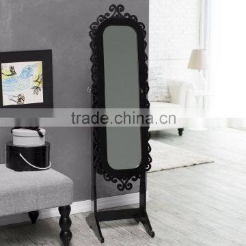 Standing black full mirror jewelry home organization in china