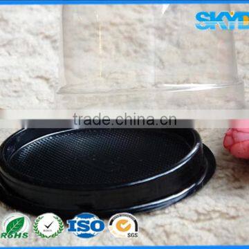 Round Plat Blister Plastic Cake Packing Boxes and Black Bottom
